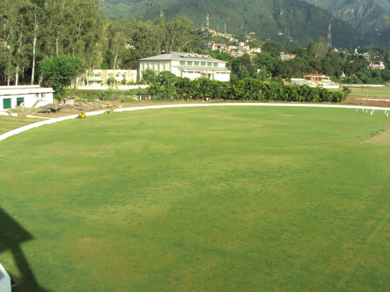 SCENE FROM PAVILION OF CRICKET STADIUM AT LUHNU GROUND ,BILASPUR