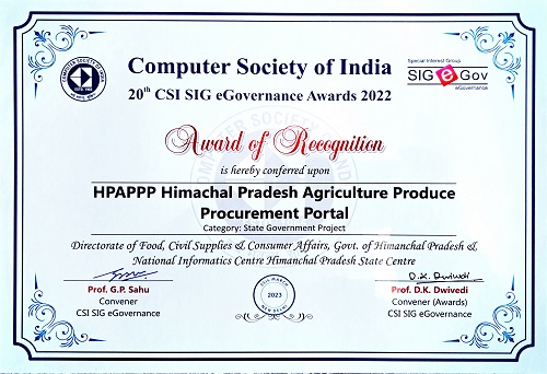 CSI Award of Recognition for HPAPPP